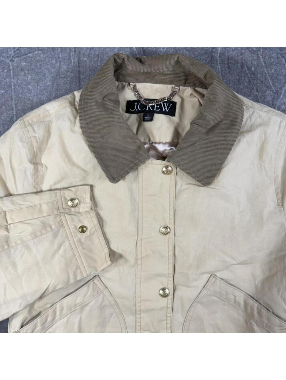 J.Crew Small Khaki Short Barn Jacket English Ripstop Cotton